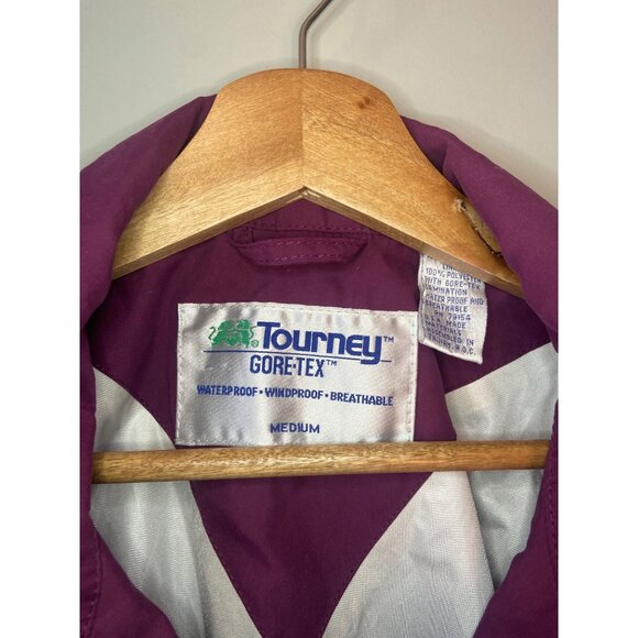 Vintage Tourney Gore- Tex Navy/ Purple Bomber Jacket Womens Sz. Medium Geometric - Picture 6 of 9